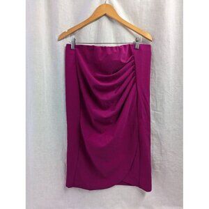 Shein Lady fushia mid length pleated skirt, slit in back, zip close, size XL S11